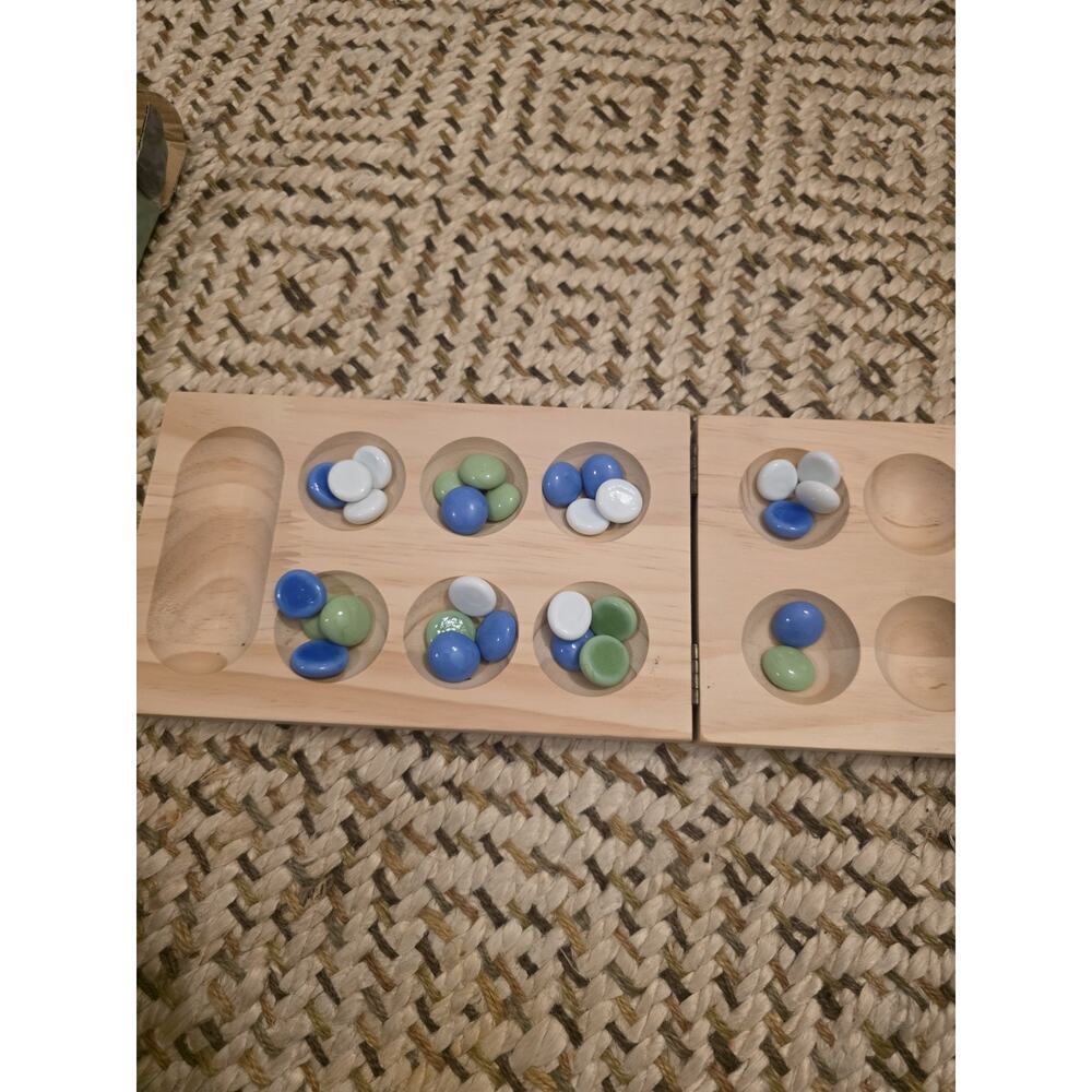 Solid Wood Mancala Board Game 2005 Target 30 Stones - Picture 9 of 16